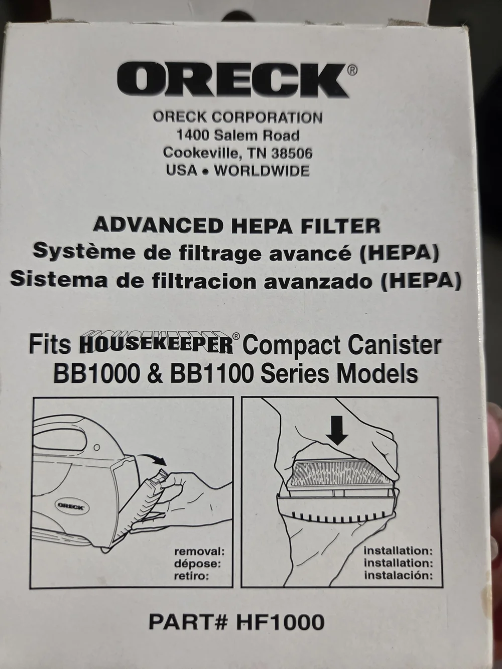 NWOT Advanced HEPA Filter (White) - Fits Housekeeper BB1000 & BB1100